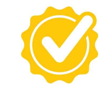 Yellow checkmark in a circle.